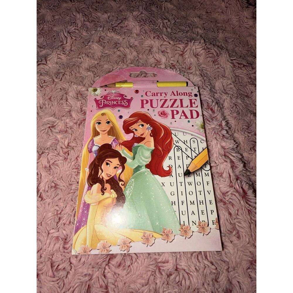 Disney Princess Carry Along Activity Pad W/ Pencil Travel Size Fun Entertainment